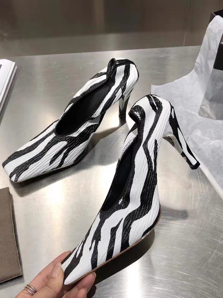 Zebra-Print Square-Toe Statement Heels