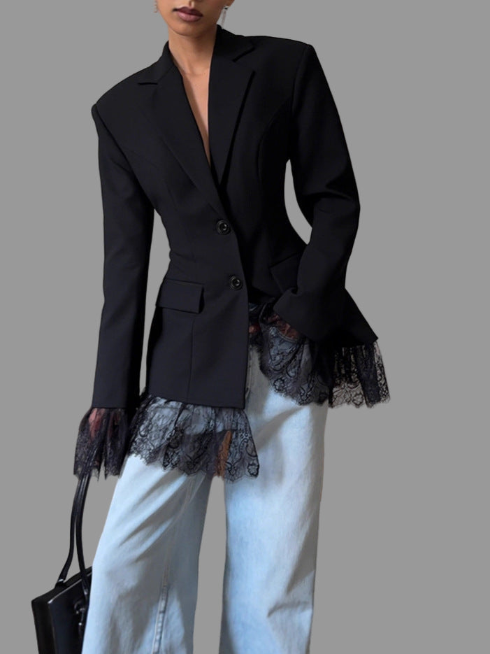 Lace Trim Power Blazer