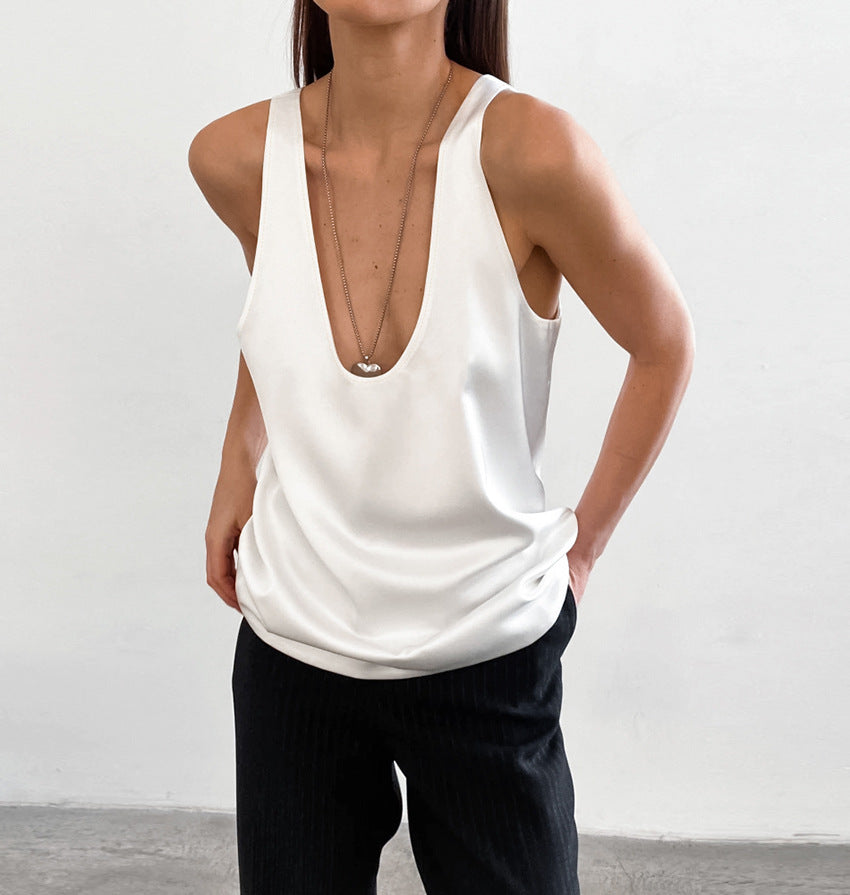Satin U-Neck Top