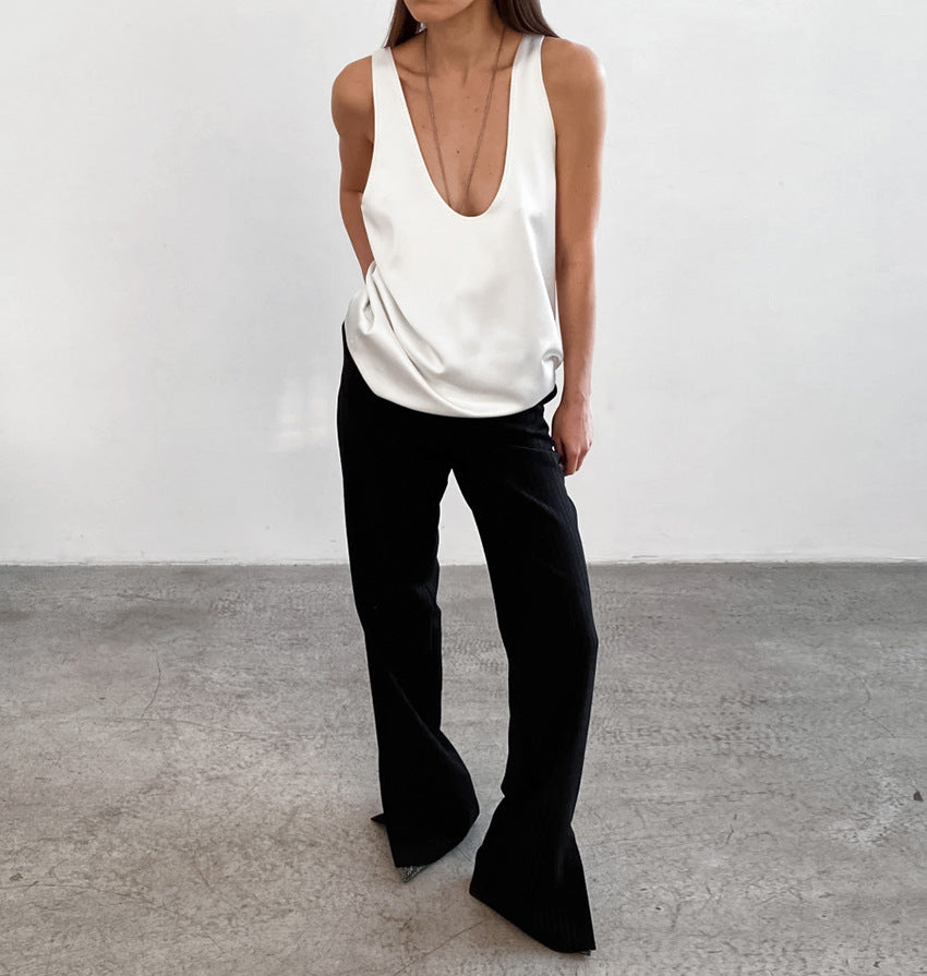 Satin U-Neck Top