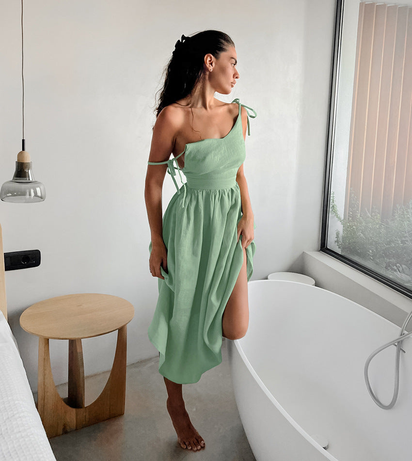 Olive Linen Cami Dress