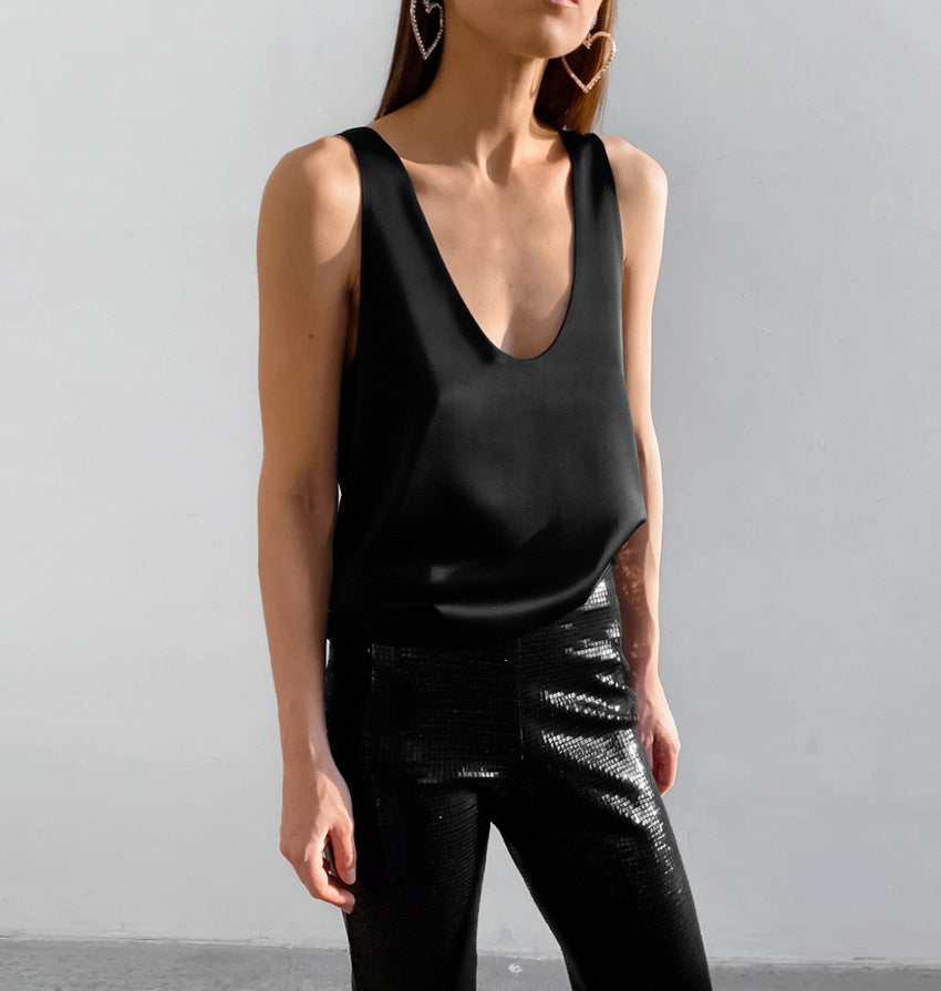 Satin U-Neck Top