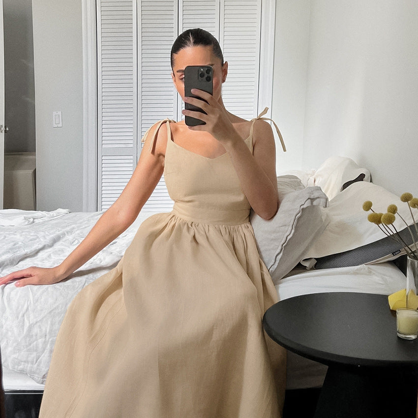 Olive Linen Cami Dress