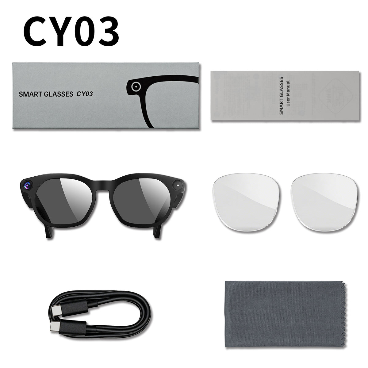 Smart Camera Glasses – Bluetooth Audio & Interchangeable Lenses