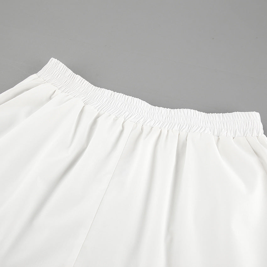 White Tie-Detail Shirt & Shorts Two-Piece Set