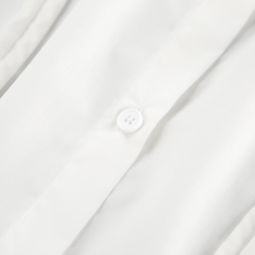 White Tie-Detail Shirt & Shorts Two-Piece Set