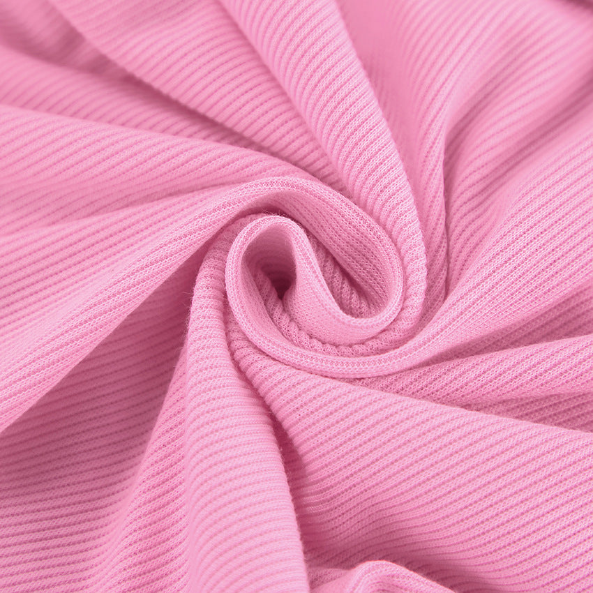Pink Off-Shoulder Bell Sleeve Knit Mini Dress