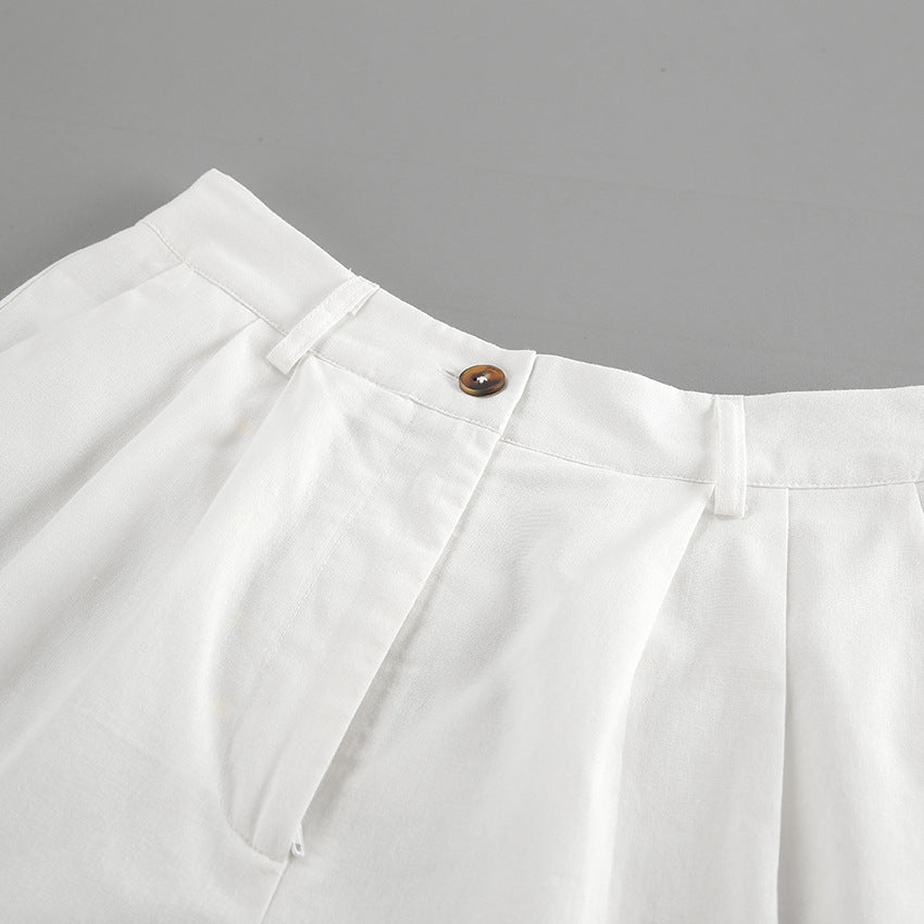Blue Linen-Look Vest & Shorts Two-Piece Set