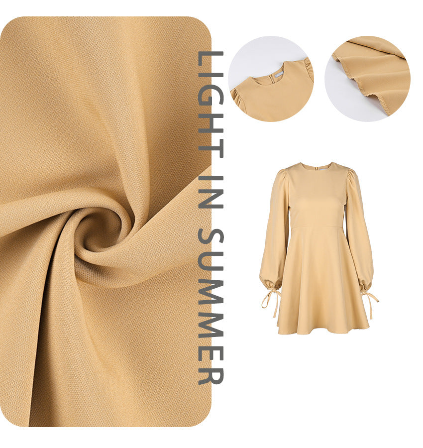 Satin Balloon-Sleeve Mini Dress