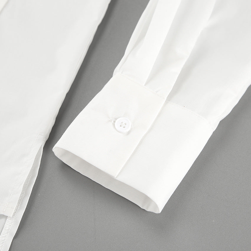 White Tie-Detail Shirt & Shorts Two-Piece Set