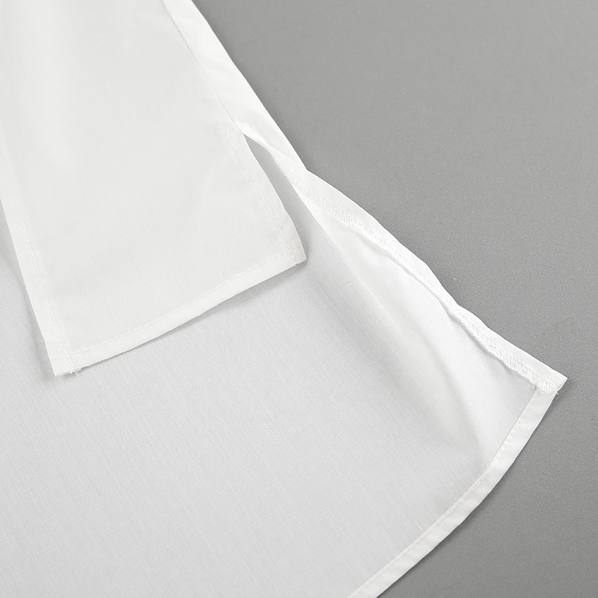 White Tie-Detail Shirt & Shorts Two-Piece Set