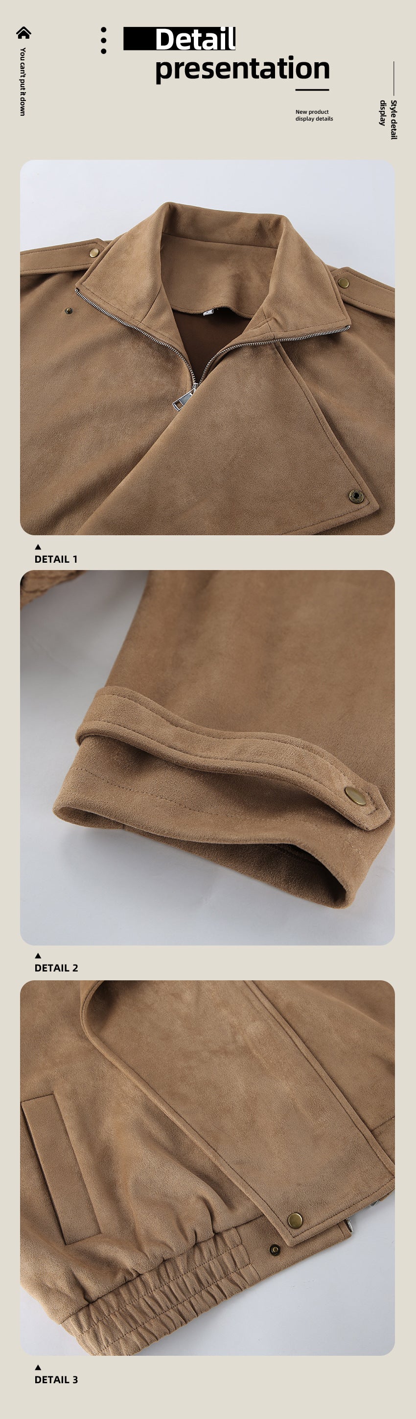 Khaki Faux Suede Oversized Jacket