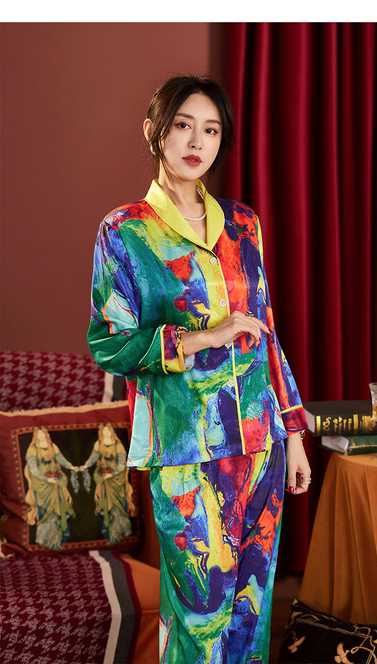 Artistry Abstract Print Satin-Feel Two-Piece Set