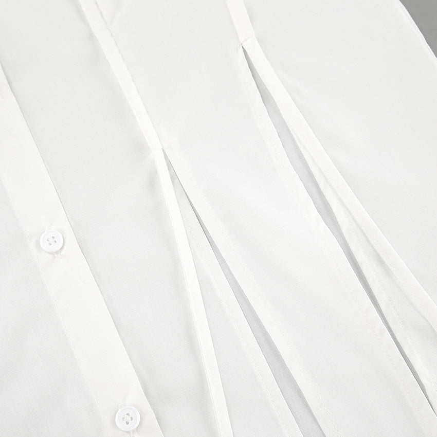 White Tie-Detail Shirt & Shorts Two-Piece Set