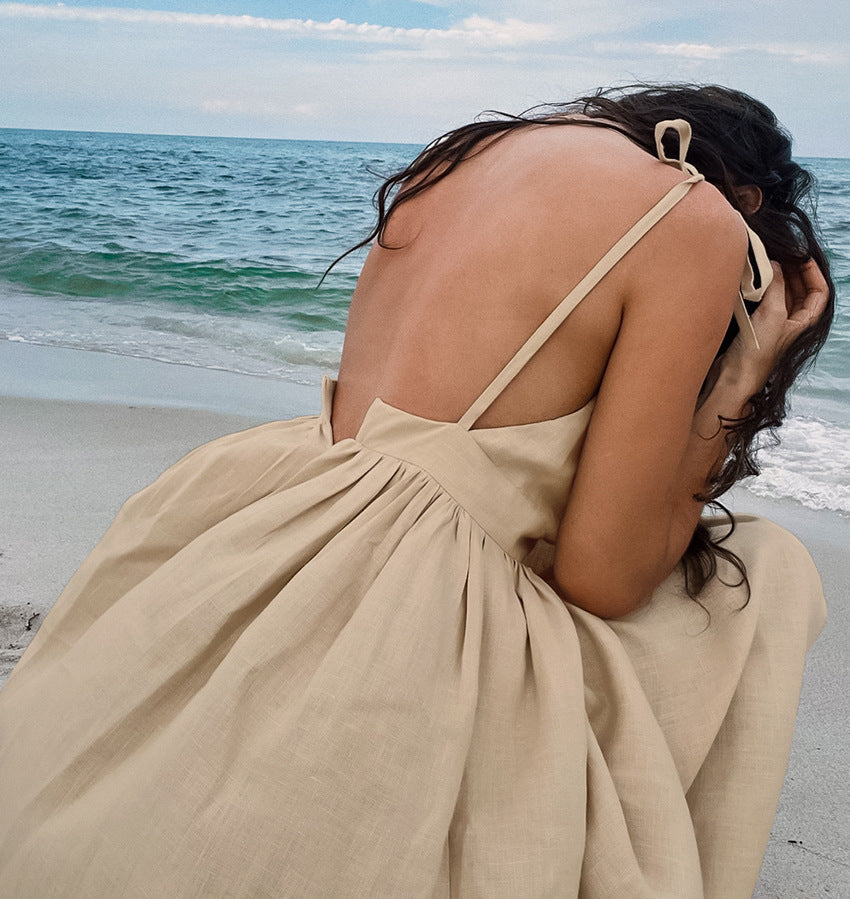 Olive Linen Cami Dress