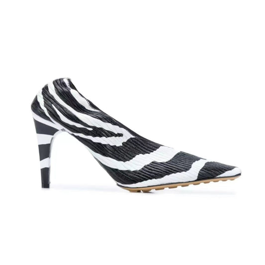 Zebra-Print Square-Toe Statement Heels