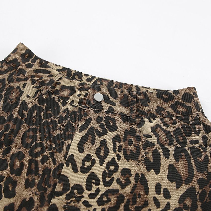Leopard Print Slim-Fit Trousers