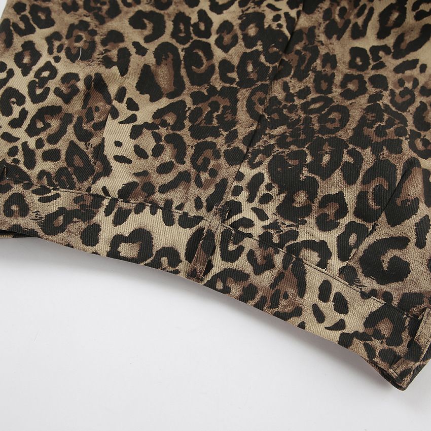 Leopard Print Slim-Fit Trousers