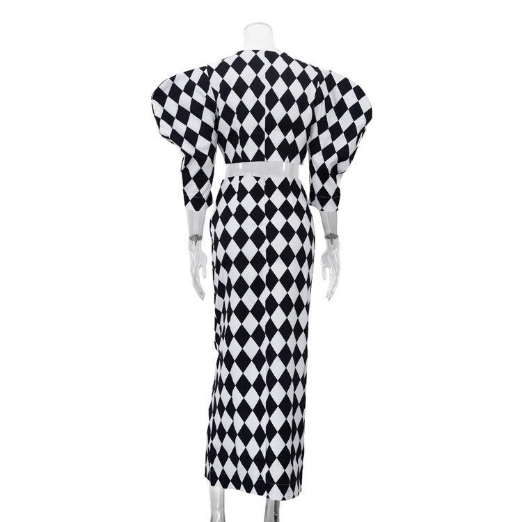 Harlequin Diamond Two-Piece Maxi Skirt Set