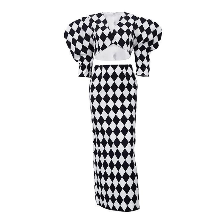 Harlequin Diamond Two-Piece Maxi Skirt Set