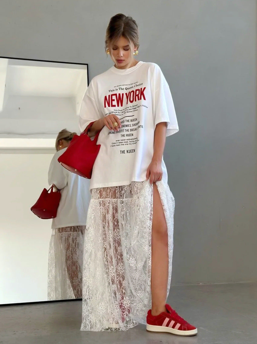 Jacquard Lace Volume Midi Skirt