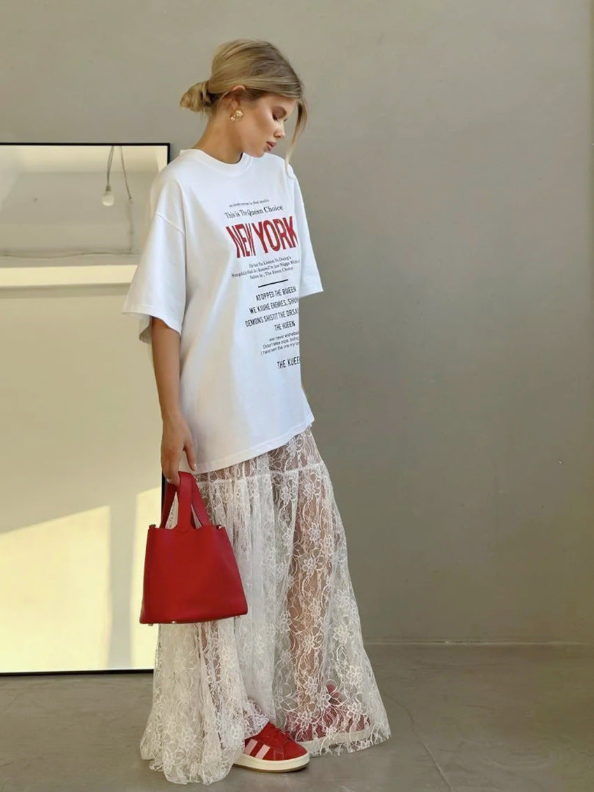 Jacquard Lace Volume Midi Skirt