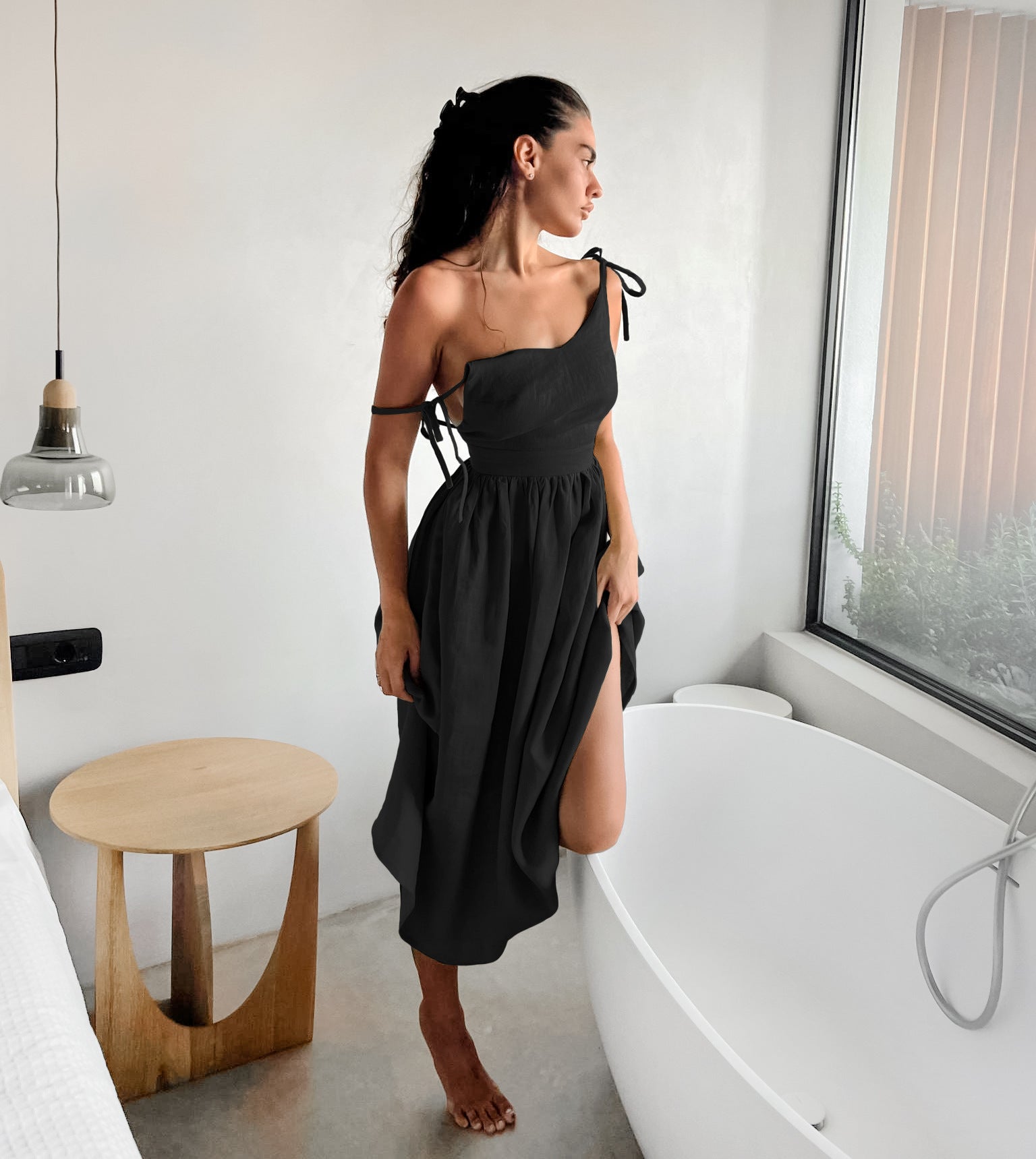 Olive Linen Cami Dress