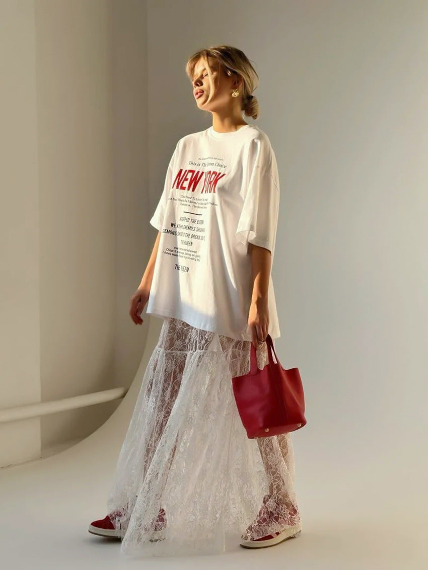 Jacquard Lace Volume Midi Skirt