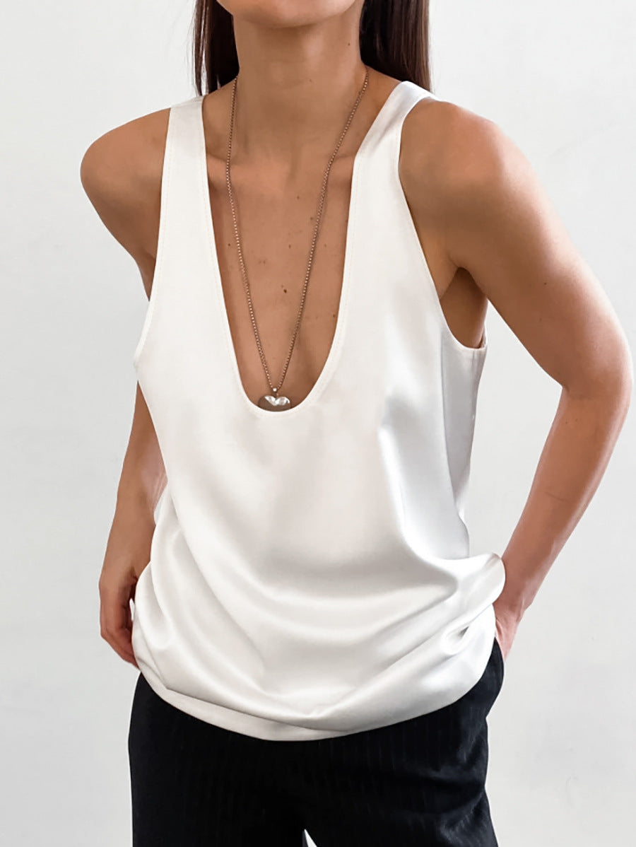 Satin U-Neck Top
