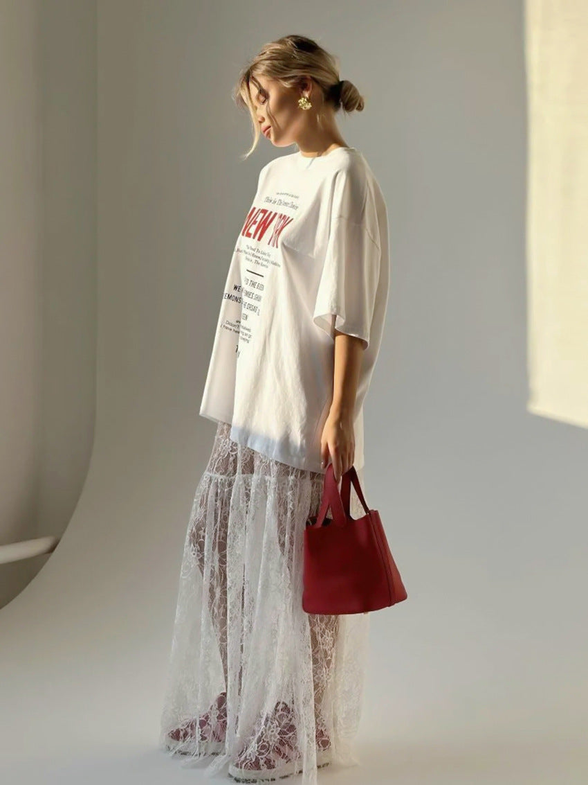 Jacquard Lace Volume Midi Skirt