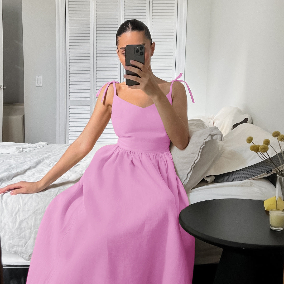 Olive Linen Cami Dress