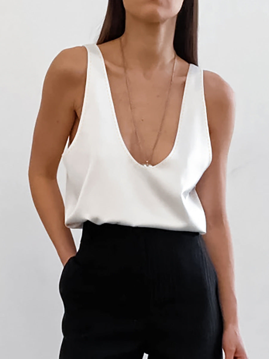 Satin U-Neck Top