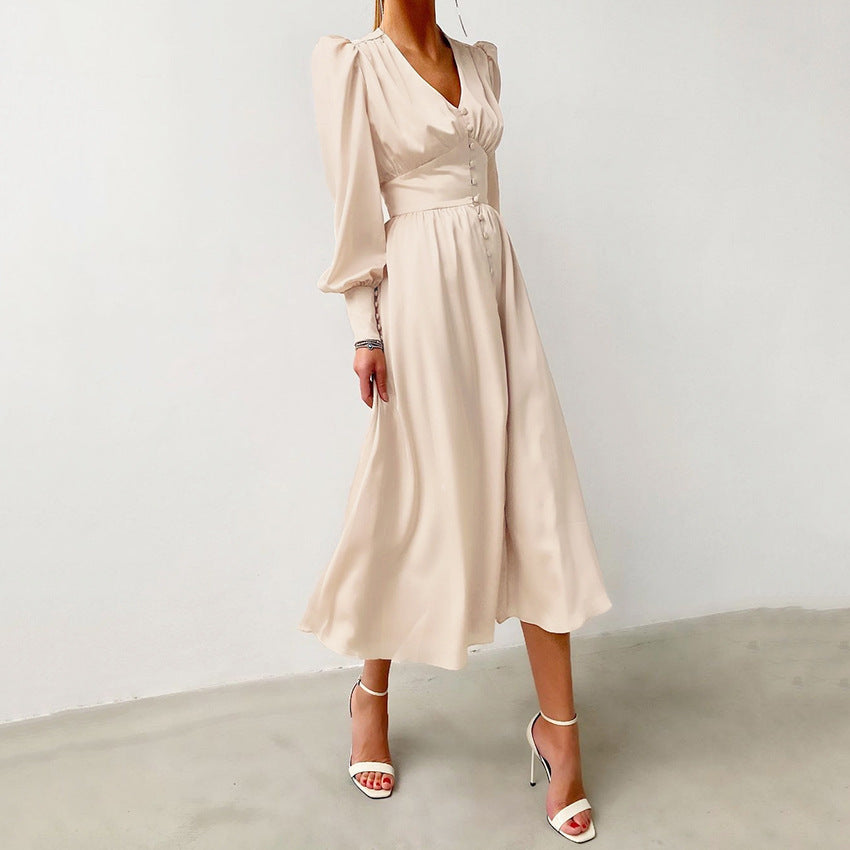 Champagne Satin Slip Dress