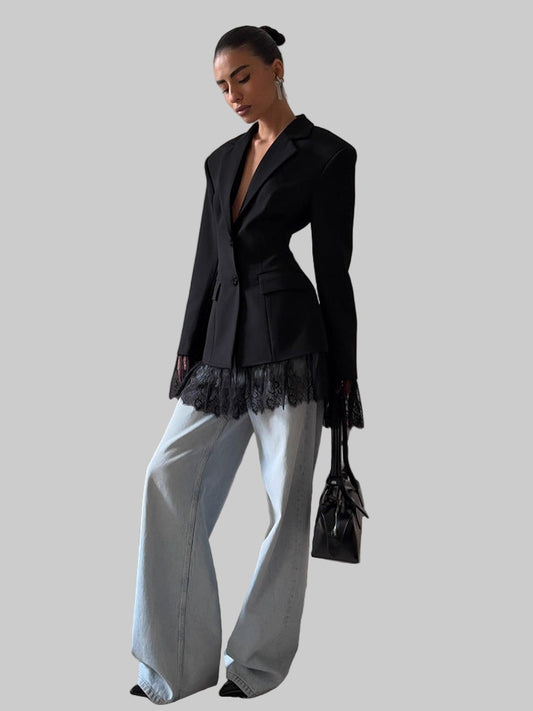 Lace Trim Power Blazer