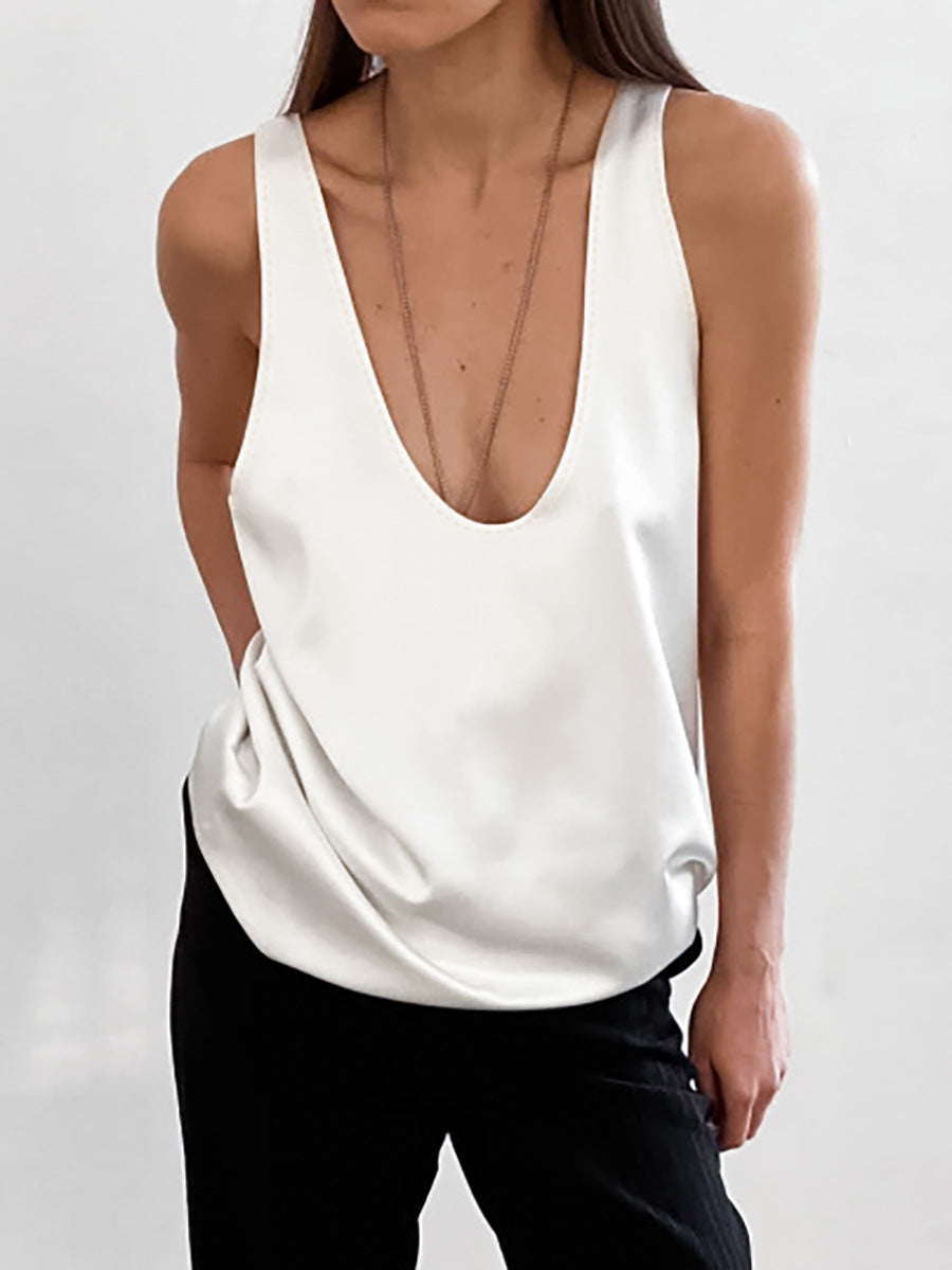 Satin U-Neck Top