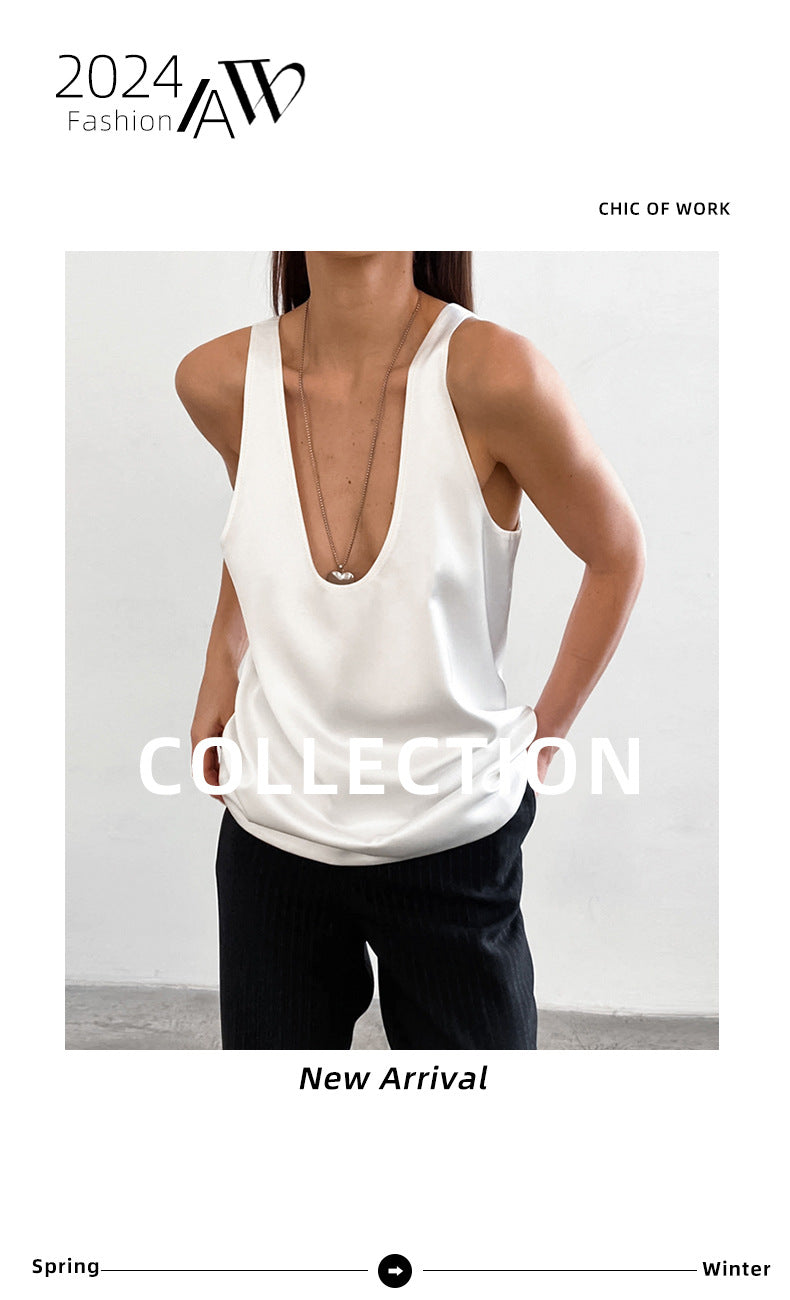 Satin U-Neck Top