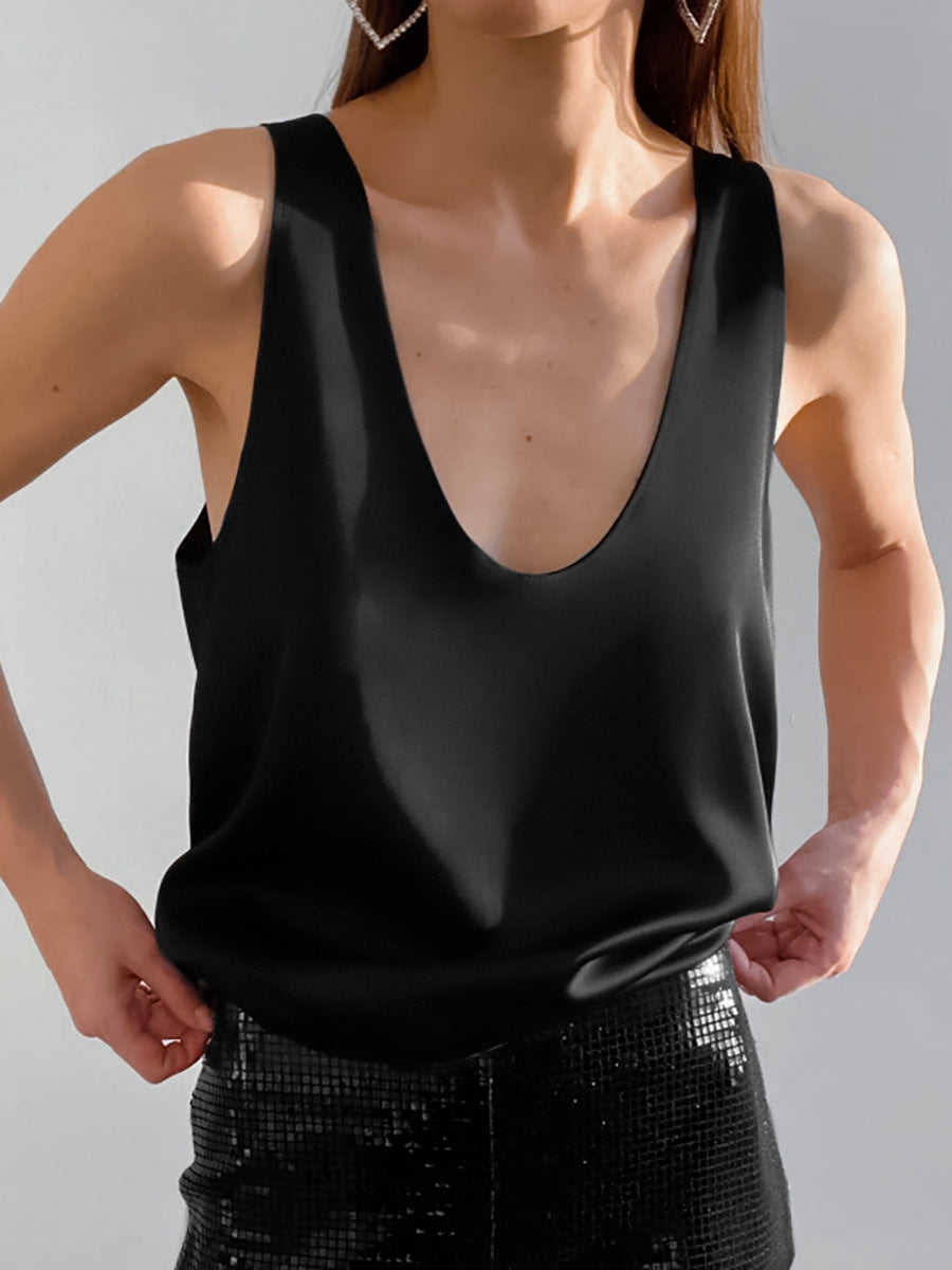 Satin U-Neck Top