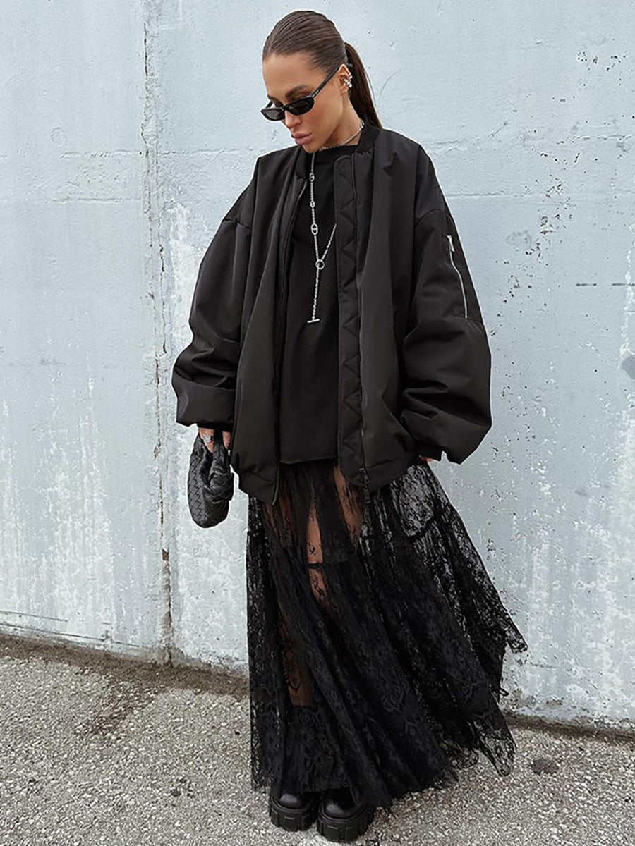 Retro Lace See-Through Maxi Skirt
