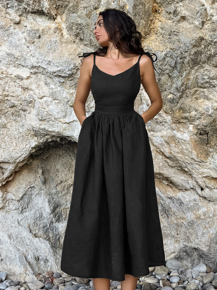 Olive Linen Cami Dress