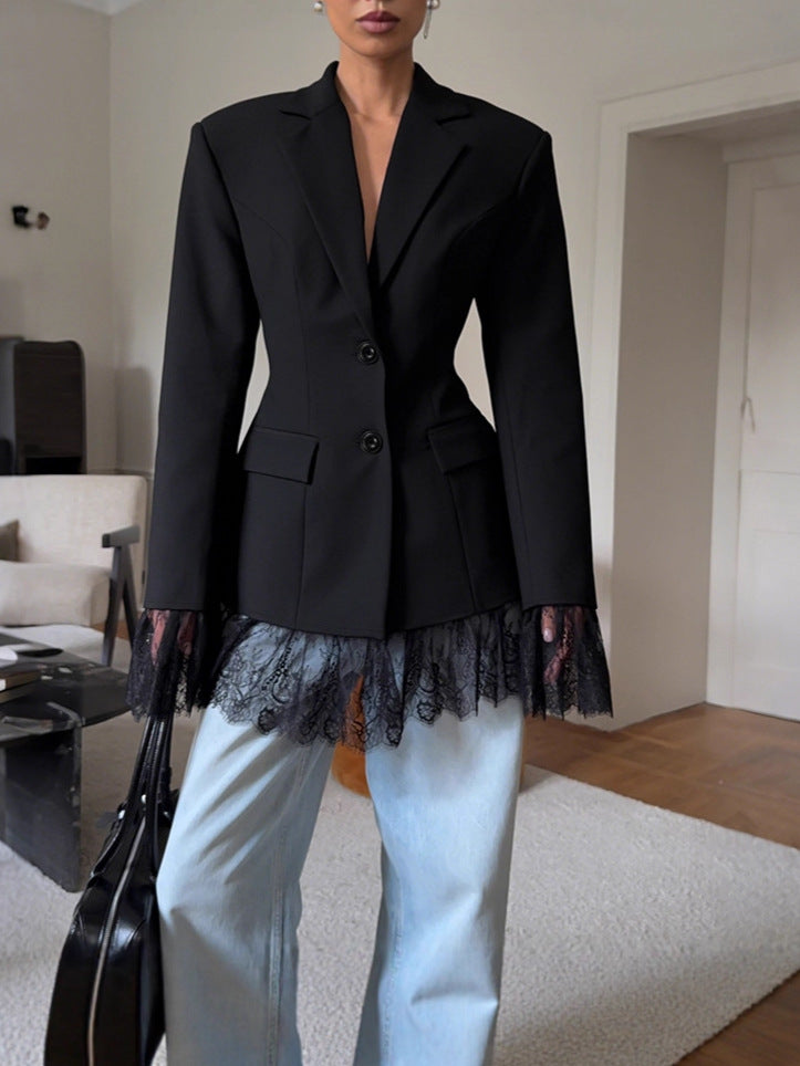 Lace Trim Power Blazer