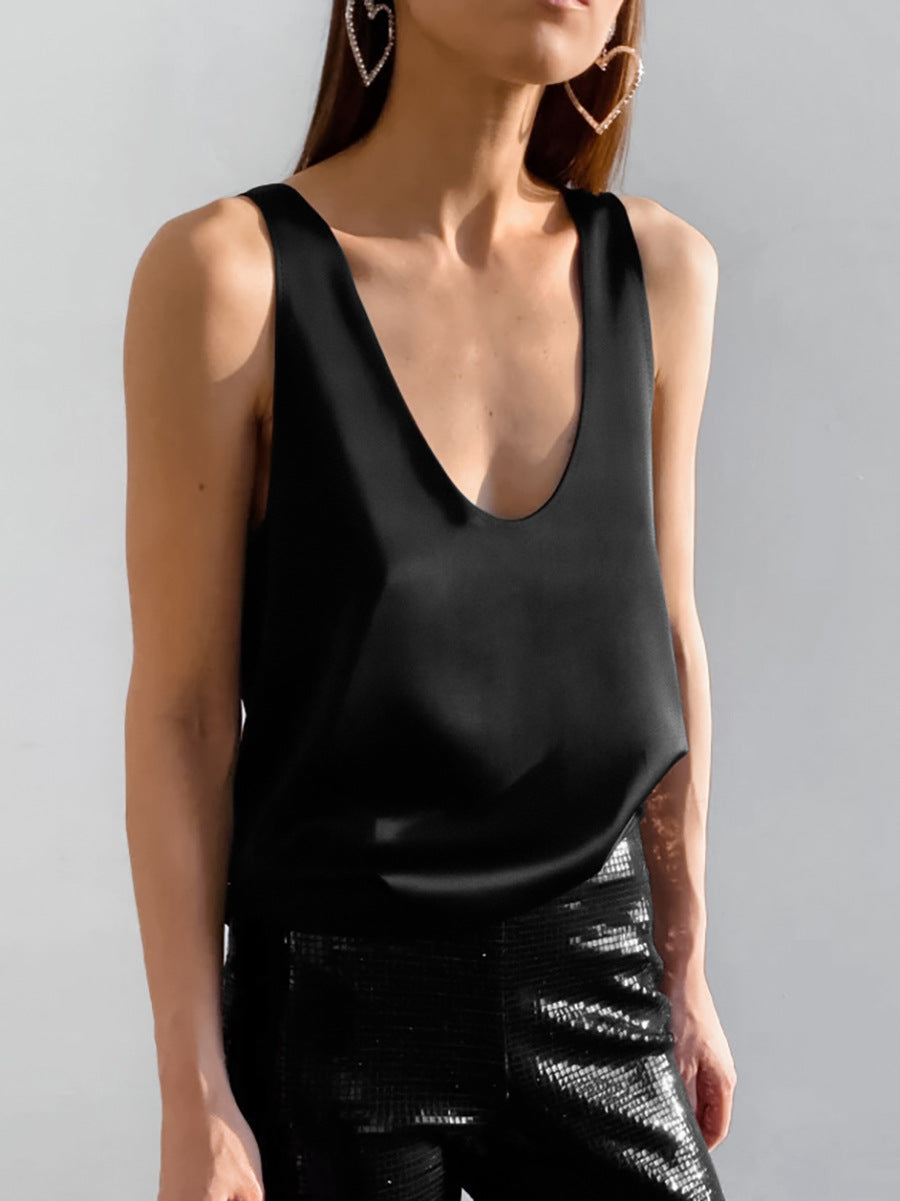 Satin U-Neck Top