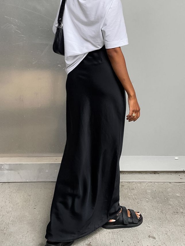 Lilac Satin Midi Skirt