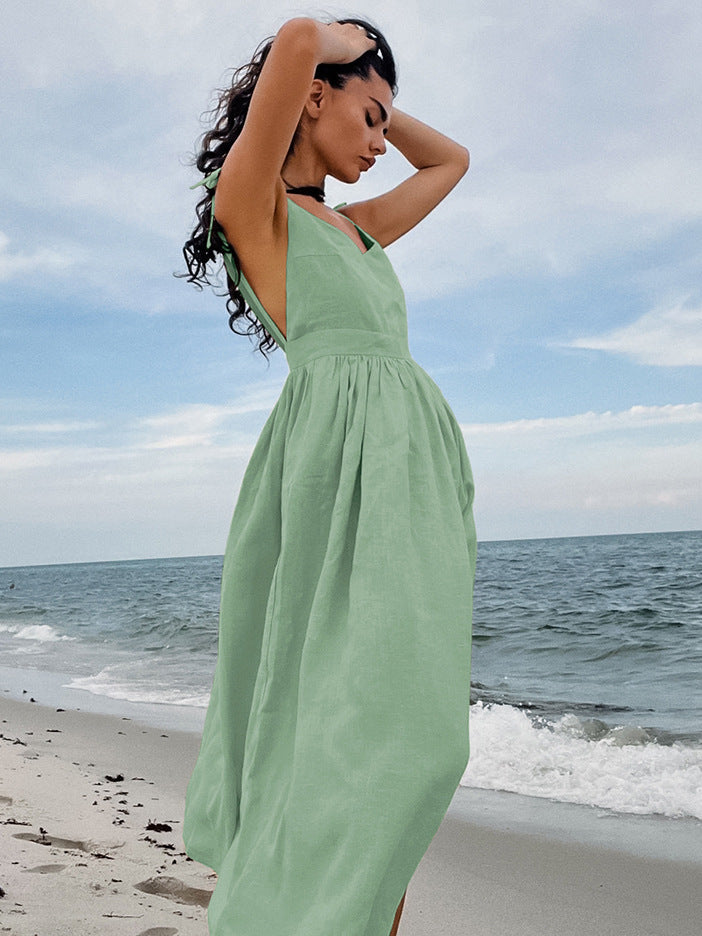 Olive Linen Cami Dress
