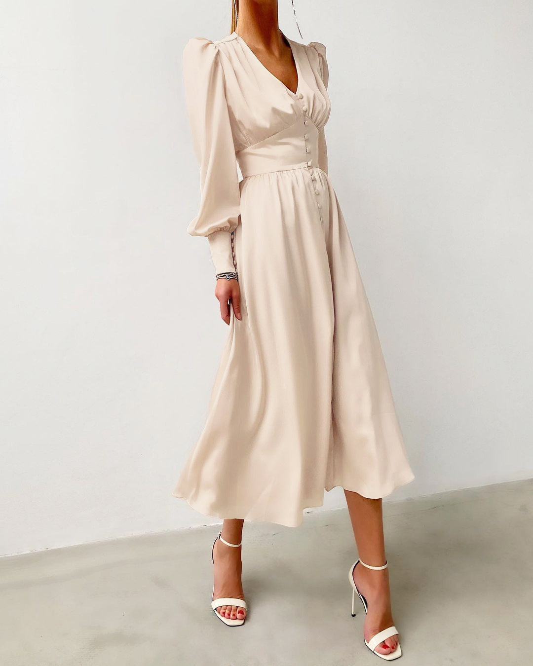 Champagne Satin Slip Dress