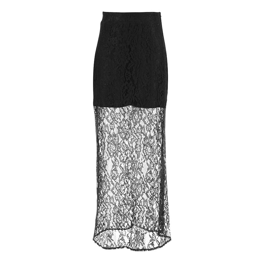Black Acetate Satin Midi Skirt