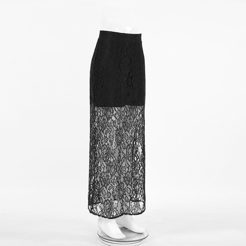 Black Acetate Satin Midi Skirt