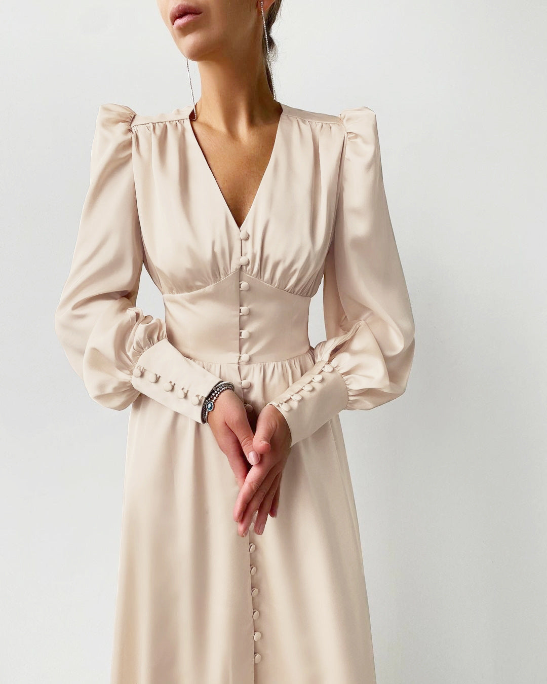 Champagne Satin Slip Dress