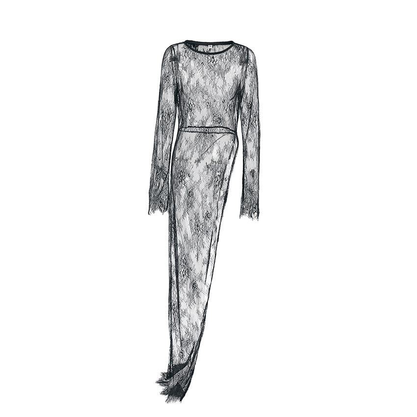 Sheer Lace Long-Sleeve Top