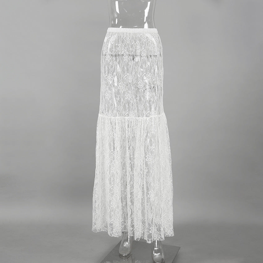 Jacquard Lace Volume Midi Skirt