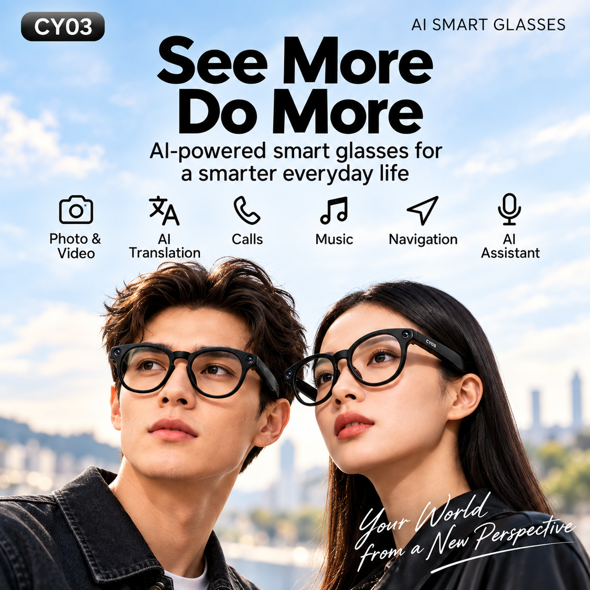 Smart Camera Glasses – Bluetooth Audio & Interchangeable Lenses